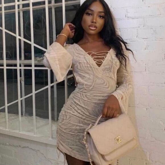 I AM GIA Dress Amina Burnout Mini Zebra Print Tan Size US 6 Medium - Picture 11 of 13